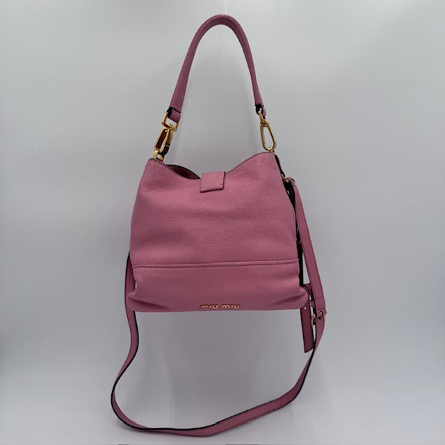 Miu Miu Pink Leather Shoulder Bag – Gold Hardware, Adjustable Crossbody Strap
