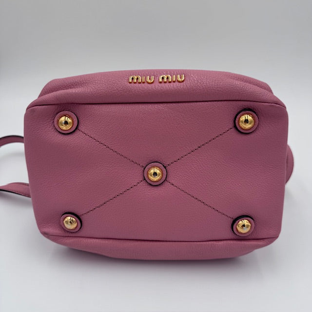Miu Miu Pink Leather Shoulder Bag – Gold Hardware, Adjustable Crossbody Strap