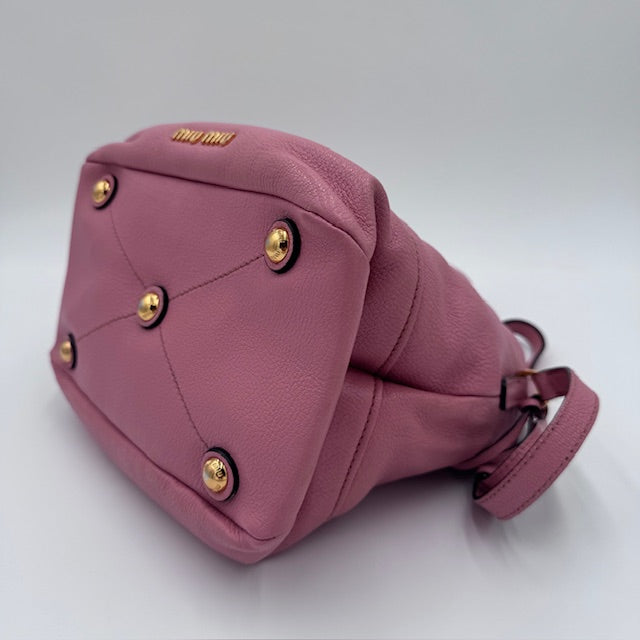 Miu Miu Pink Leather Shoulder Bag – Gold Hardware, Adjustable Crossbody Strap