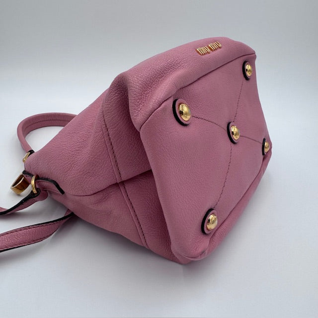 Miu Miu Pink Leather Shoulder Bag – Gold Hardware, Adjustable Crossbody Strap