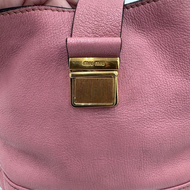 Miu Miu Pink Leather Shoulder Bag – Gold Hardware, Adjustable Crossbody Strap
