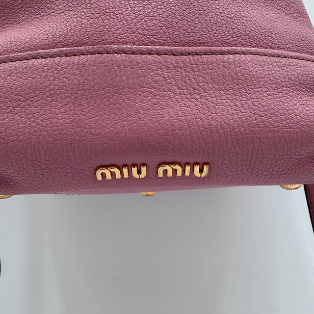 Miu Miu Pink Leather Shoulder Bag – Gold Hardware, Adjustable Crossbody Strap