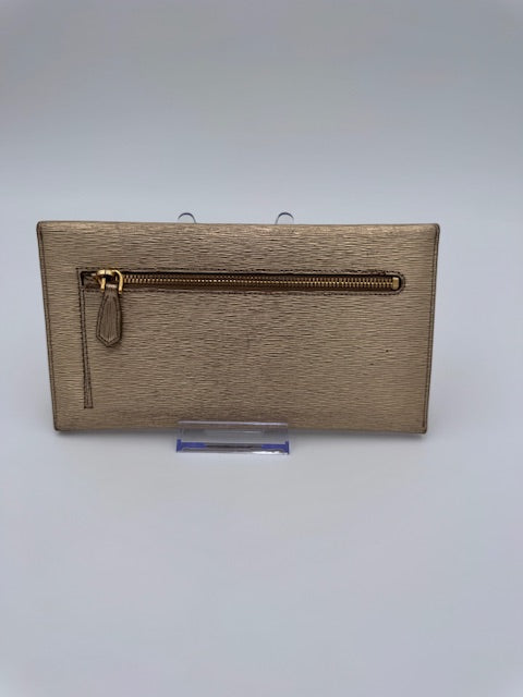 Prada Gold Saffiano Leather Envelope Wallet – Triangle Logo