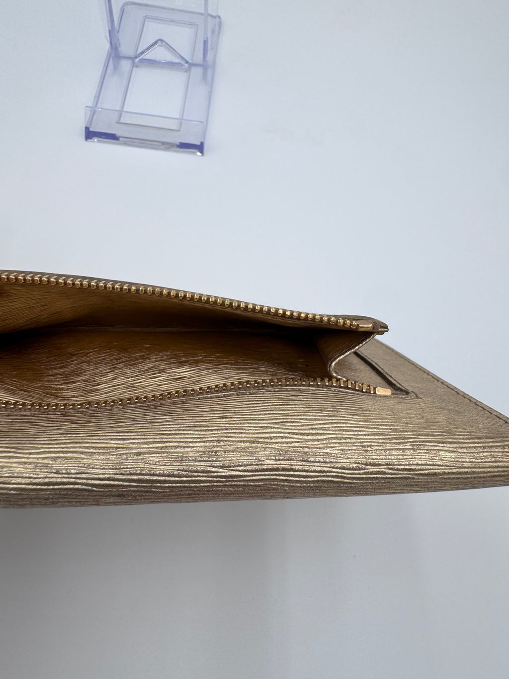 Prada Gold Saffiano Leather Envelope Wallet – Triangle Logo