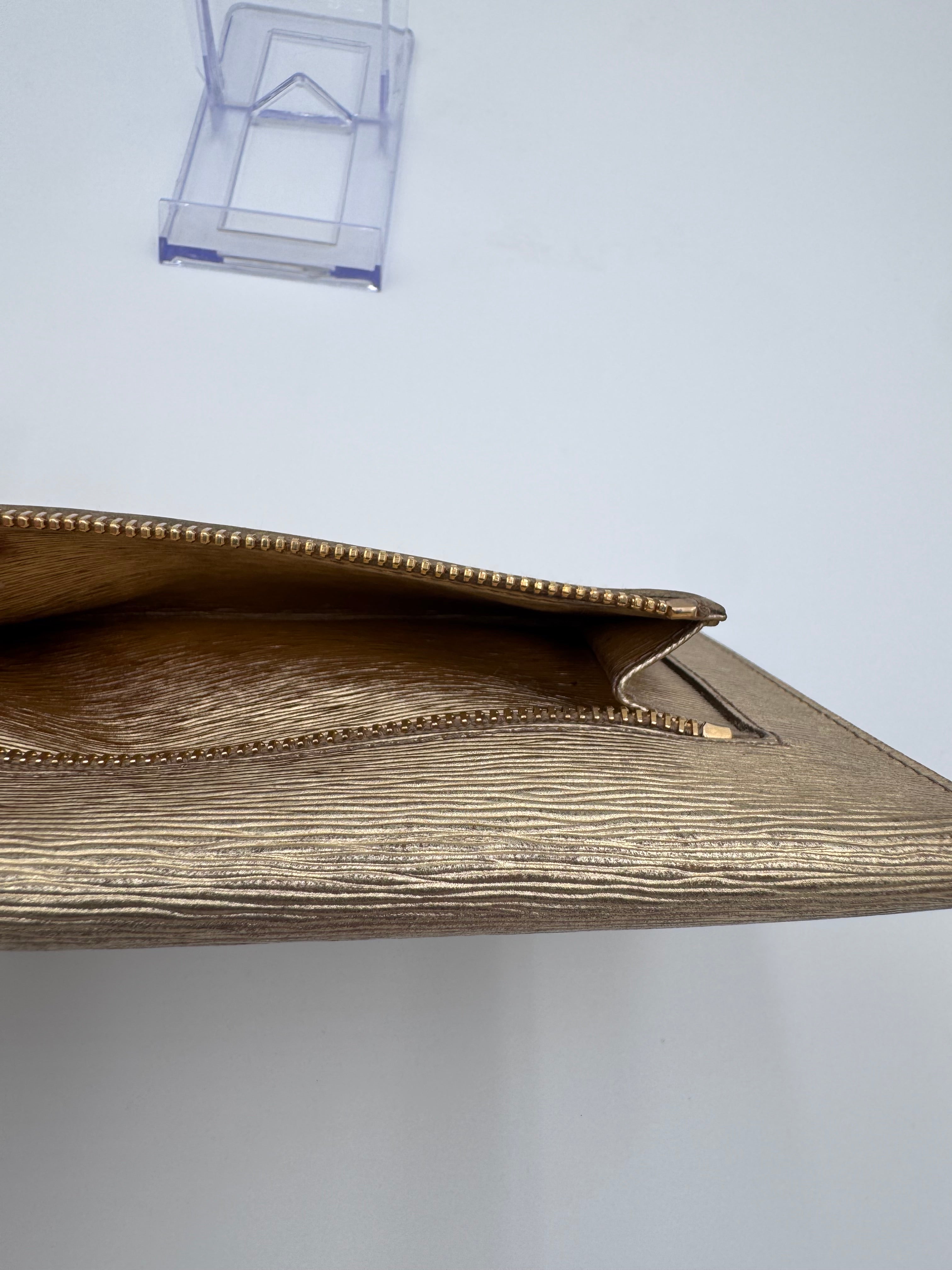 Prada Gold Saffiano Leather Envelope Wallet – Triangle Logo