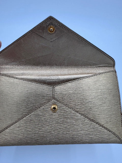 Prada Gold Saffiano Leather Envelope Wallet – Triangle Logo
