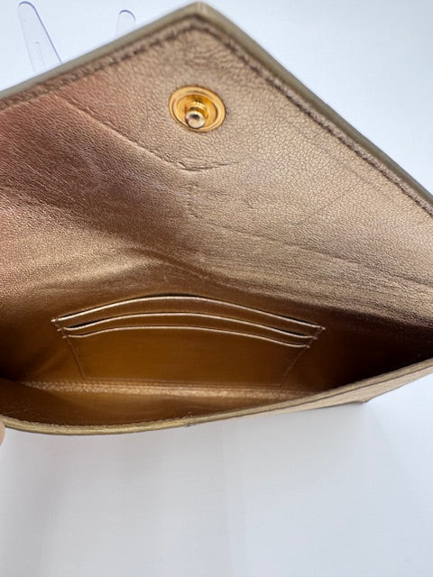 Prada Gold Saffiano Leather Envelope Wallet – Triangle Logo